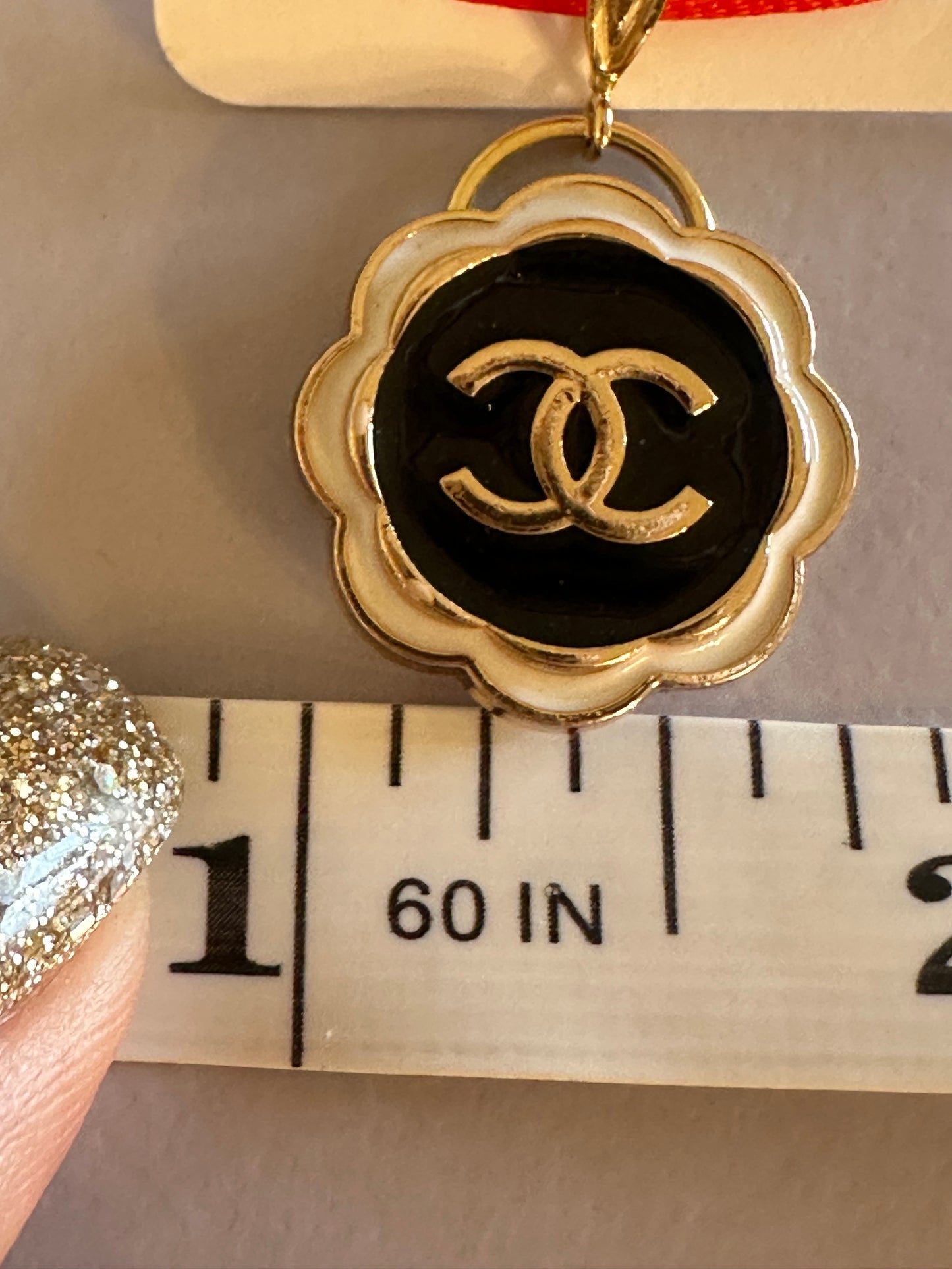 Chanel Black & White Scalloped Button Pendant (with or without chain)