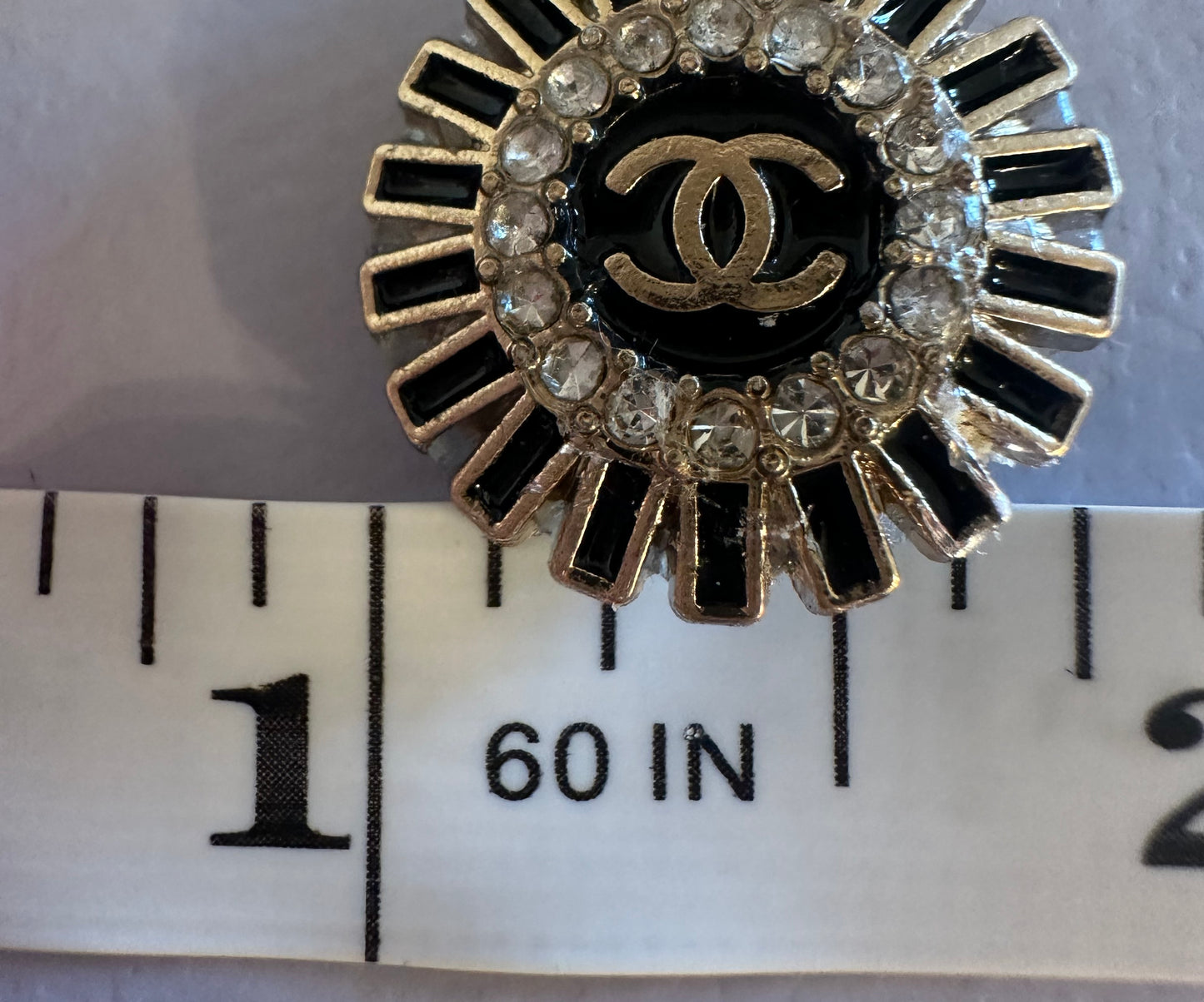 Chanel Black Rhinestone Button Pendant (with or without chain)
