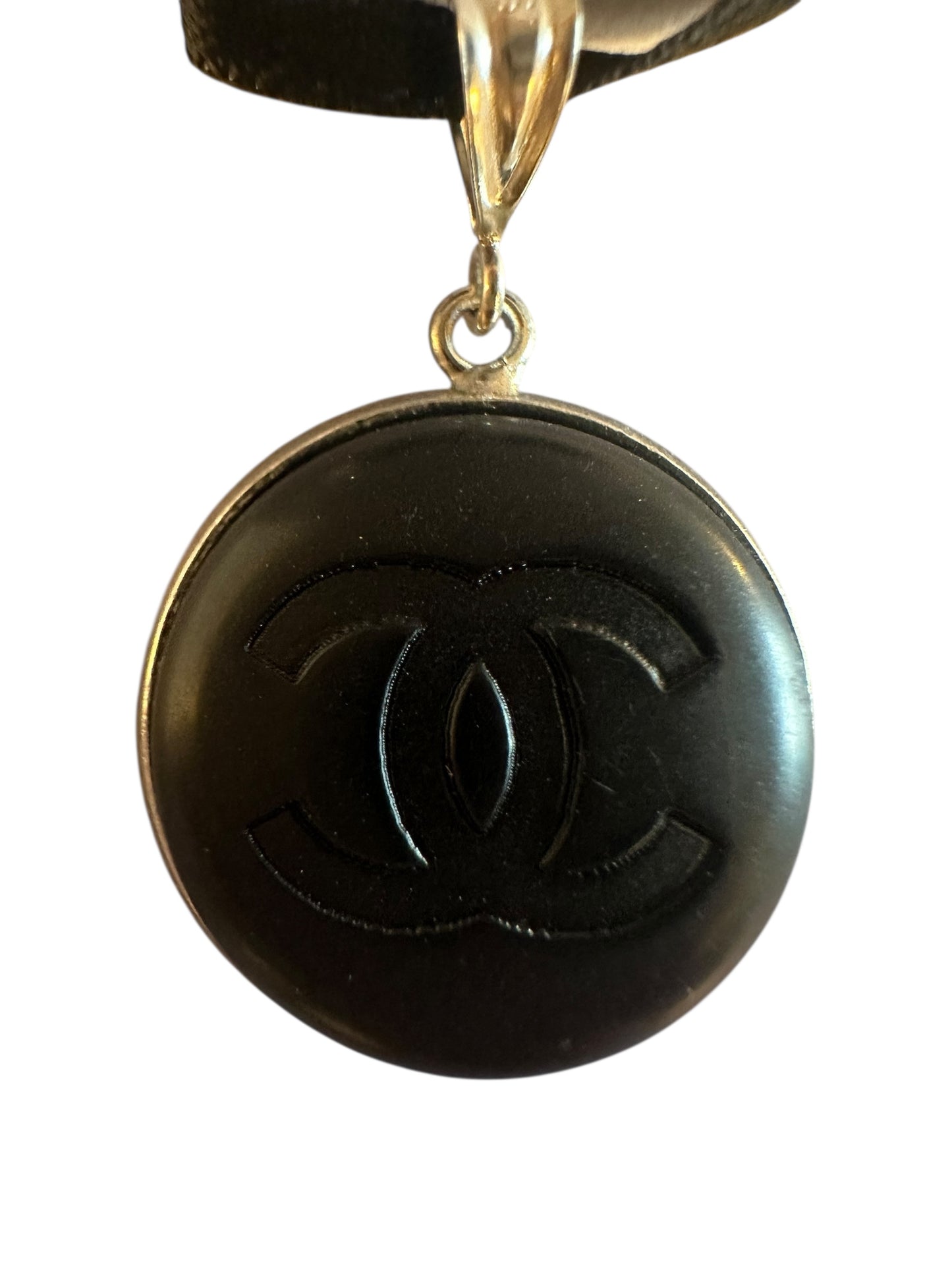 Chanel Black & Silver Button Pendant (with or without chain)