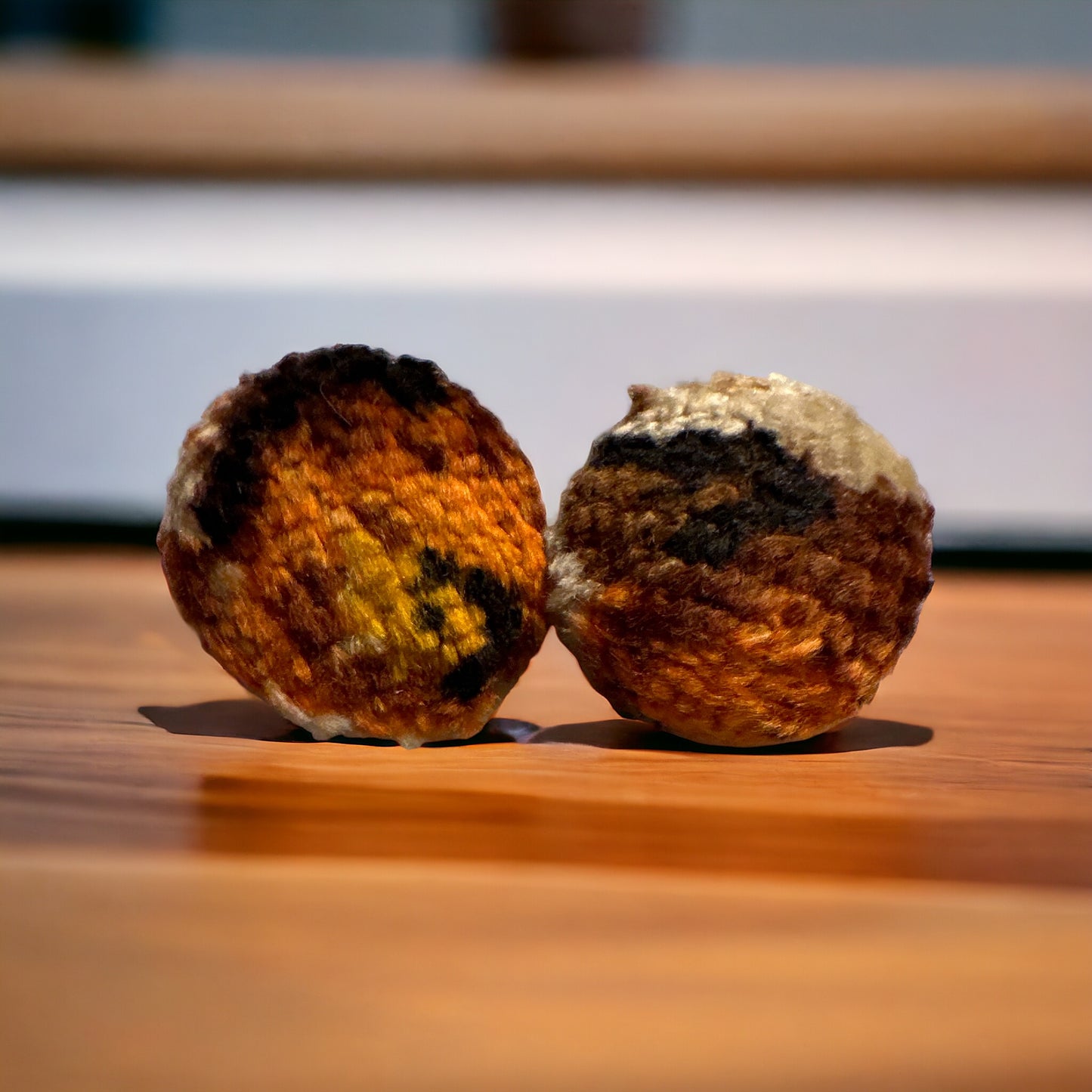 Orange and Brown Calico Vintage Couch Button Earrings