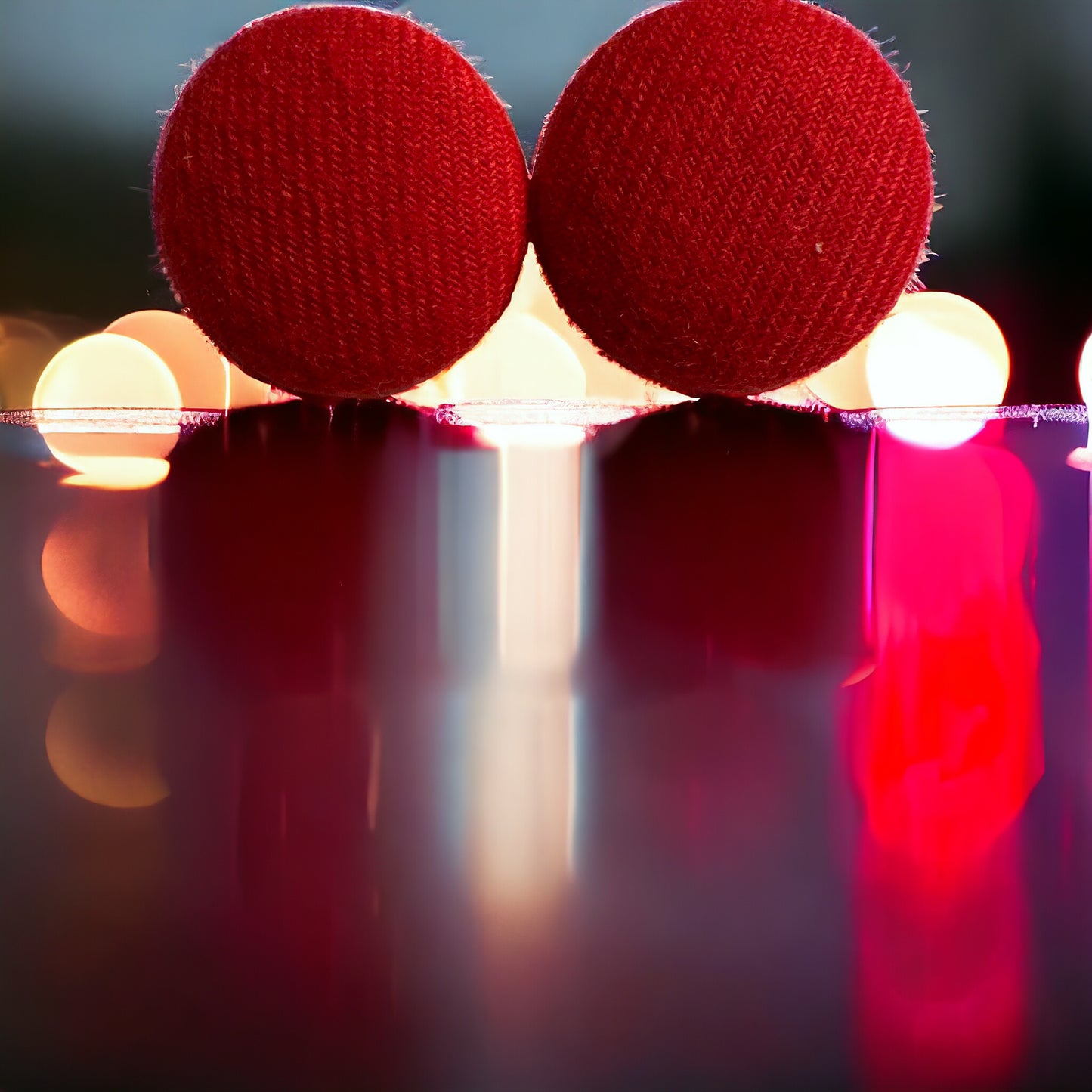 Red Fun Vintage Couch Button Earrings (Nickle-Sized)