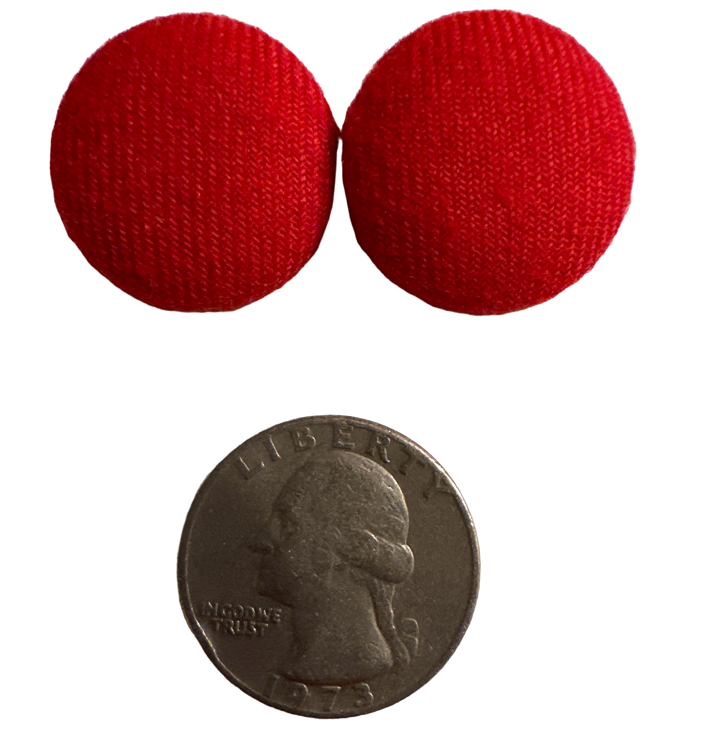 Red Fun Vintage Couch Button Earrings (Quarter-Sized)