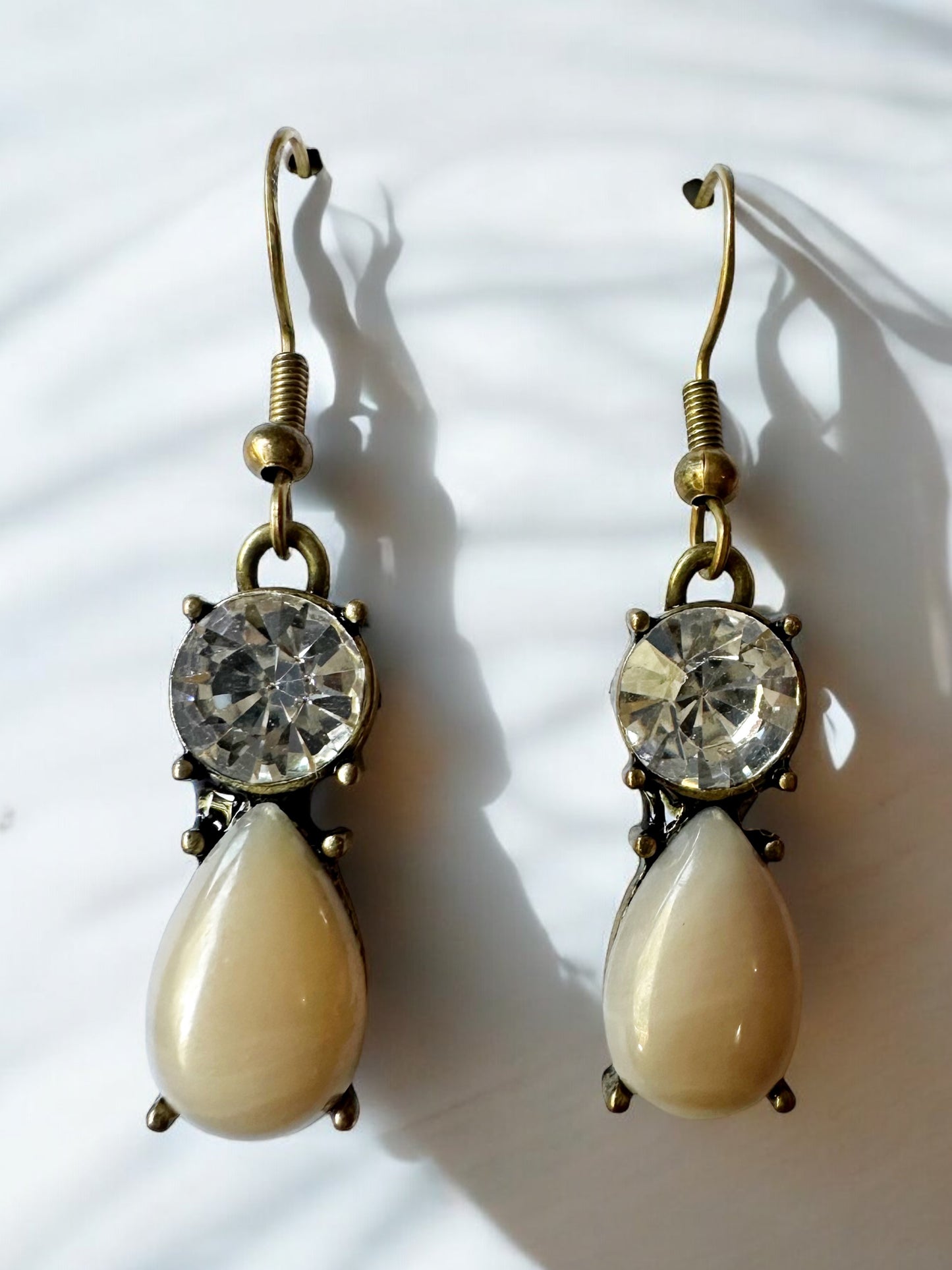 Soft Taupe and Rhinestone Bold and Minimalistic Up-cycled Earrings