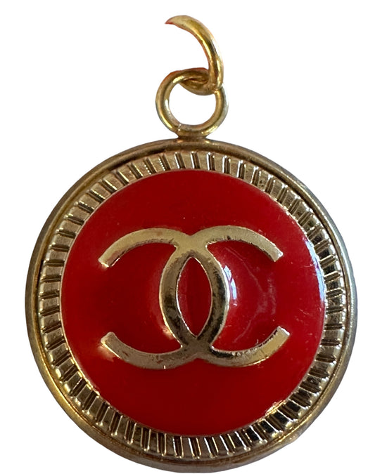 Chanel Classic Red & Gold Button Pendant (with or without chain)